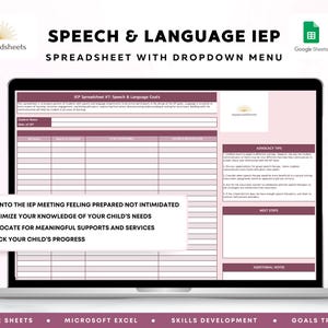 Arkusz kalkulacyjny IEP mowy i języka z menu rozwijanym | Arkusze Google i Microsoft Excel