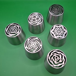Russian Pastry Nozzles XL – 6 Tips for Price of 5 – Marshmallow Zefir Zephyr Flower Piping Set C