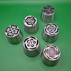 6 XL Russian Tulip Piping Nozzles – Pay for 5 – Zefir Marshmallow Pastry Flower Tips D