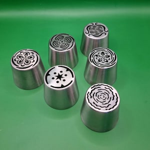 6 XL Russian Flower Piping Tips – 1 Free – Stainless Pastry Nozzles for Zefir & Marshmallow G