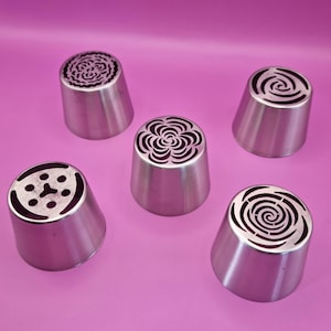 NEW!! 5x XL Russian Piping Tulip Tips – Stainless Steel Pastry Nozzles for Zefir, Marshmallow Flowers, & Zephyr Icing Creations NR.3
