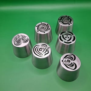 6 XL Russian Piping Nozzles – Zefir Marshmallow Pastry Tips for Flower Icing H