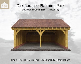 Oak Garage - Two Bay Catslide - Planning Pack