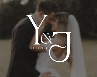 Premade Wedding Logo, Custom Monogram Logo, Minimal Wedding Crest, Couple Initials Wedding Branding