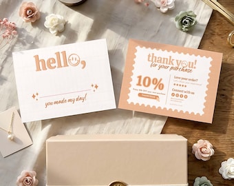 Leuke bedankkaartsjabloon, bewerkbare canva-wenskaart, insteekverpakking voor kleine bedrijven bedankbriefjes