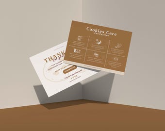 Editable Cookie Care Card Template | Bakery Packaging Insert (Digital Download)
