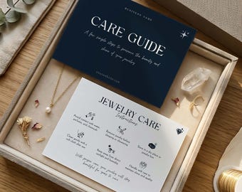 Editable Jewelry Care Card Instructions Template, Canva Template for Jewelry Business, Packaging Insert, Care Guide Digital Download