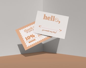 Cute Thank You Card Template, Editable Canva Greeting Card, Small Business Packaging Insert Thank You Notes