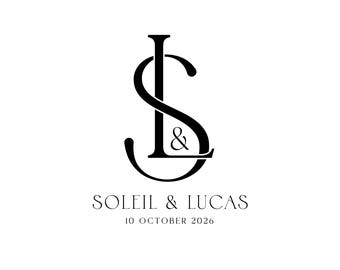 Wedding Monogram Logo | Custom Wedding Logo Design | Minimalist Couple Initial Logo | Premade Monogram Logo