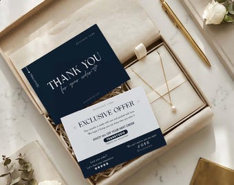 Jewelry Thank You Card for Small Business | Minimalist Jewelry Business Branding | Editable Canva Template Digital Download