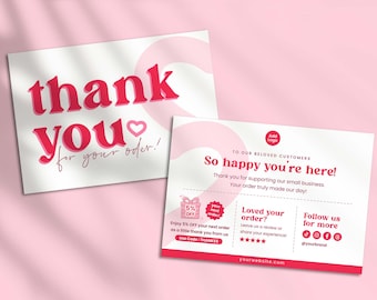 Custom Business Thank You Card, Custom Small Business Thank You Notes Personalized, Minimalist Packaging Insert Card (Digital Download)
