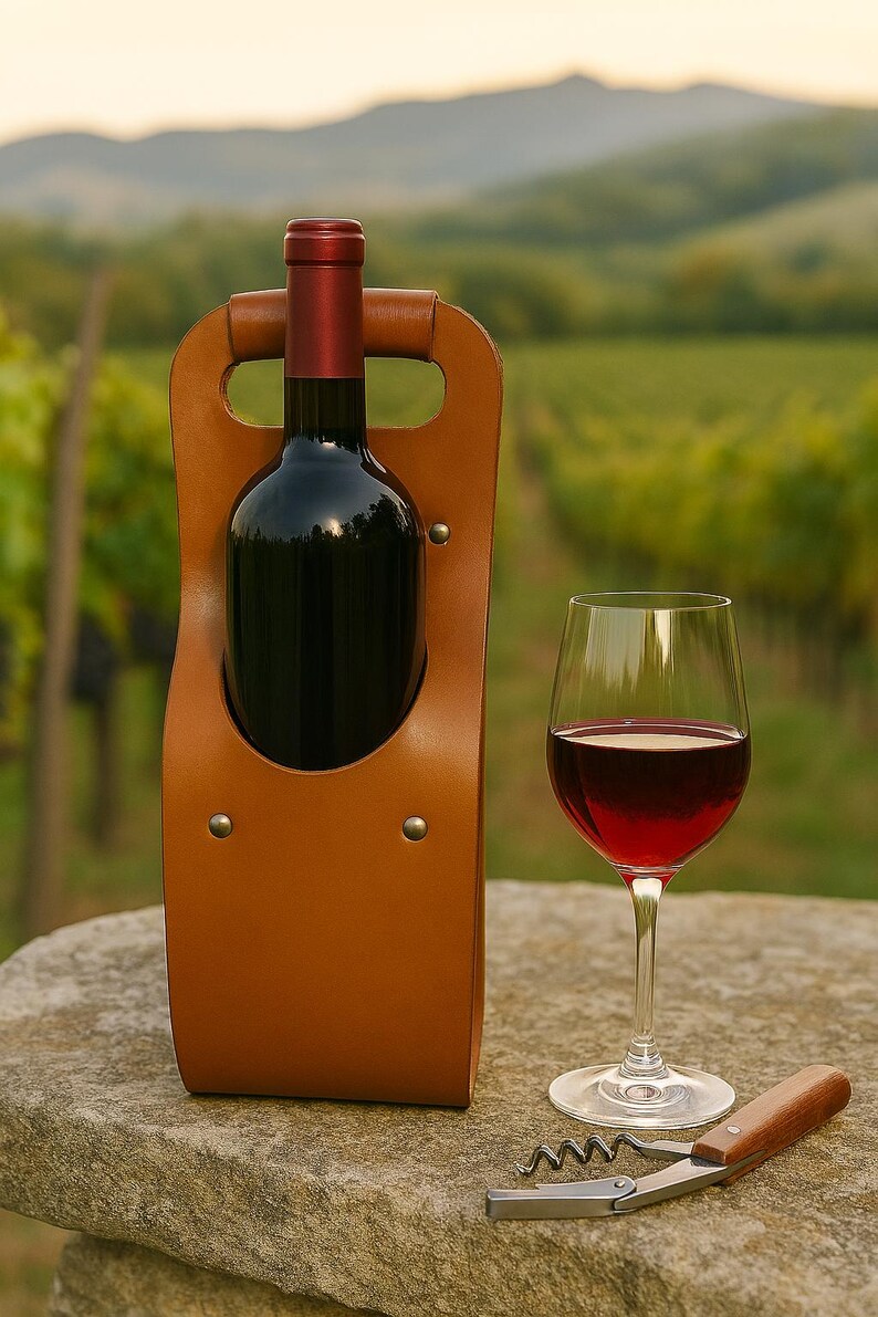 Handcrafted Leather Wine Bottle Carrier – Rustic Vineyard Style - Etsy