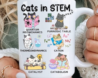 Katzen in der STEM-Wissenschaftstasse, lustige Katzenliebhaber-tasse, Wissenschaftlertasse, Chemie-Student, Chemielehrer-Geschenk, medizinischer Laborwissenschaftler, phd