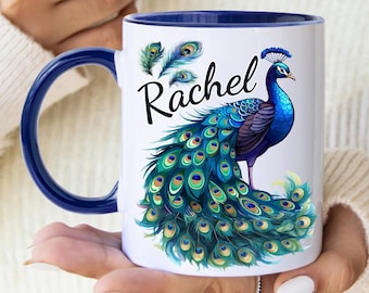 Peacock Mug, Peacock Decor, Sister Mug, Stained Glass Design, Peacock Gifts, Bird Lover Gift, Peacock Feather Cup, Friend Mug, Mother Mug