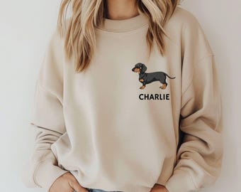 Custom Dachshund Sweatshirt, Personalized Doxie Dachshund Gift, Dapple Piebald Long Wirehaired Dachshund Sweatshirt, Doxie Mom, Doxie Dad