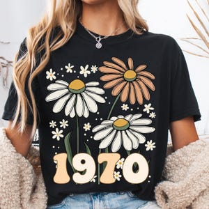 Comfort Colors® 55th Birthday Shirt, Vintage 1970 Shirt, 55th Birthday Gift For Women,  55th Birthday Friend, 55 Retro Floral Birthday Shirt