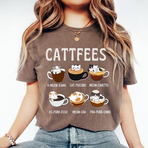 Comfort Colors® Coffee Cats Funny Shirt, Coffee Cat Lover T Shirt, Cat Mom, Coffee Cat Lover Gift, Funny Cute Cat Shirt, Cute Cat Coffees