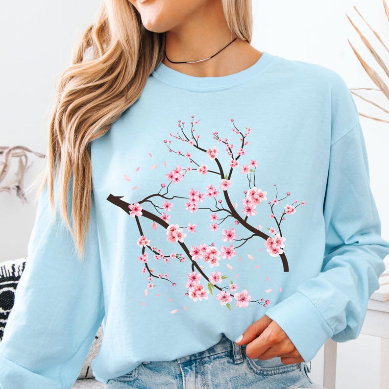Comfort Colors® Vintage körsbärsblomsskjorta, japanskt körsbär, sakura-skjorta, körsbärsblomsälskare-skjorta, körsbärsblomssäsong, present till henne bild 5