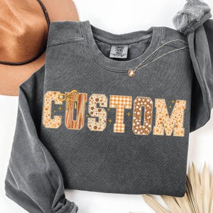 Comfort Colors®  Distressed Font Personalized Sweatshirt, Make Custom Pullover, Add Your Text,  Custom Retro Sweater, Vintage Shirt