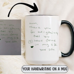 Taza escrita a mano, escribe tu letra en una taza, taza con carta de amor, regalo de cumpleaños o Navidad para hija, hijo, mamá, papá, hermana, hermano