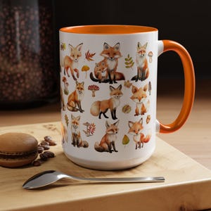 Whimsical Fox Mug, Fox Lover Mug, Fox Coffee Mug, Woodland Animal Mug, Nature Lover Gift, Animal Lover Gift, Fox Tea Cup, Fall Animal Gift
