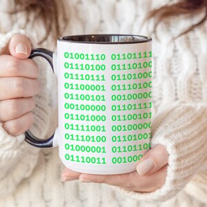 Custom Binary Code Mug, Any text in Binary, Mug for programmer, web developer mug, computer scientist, software mug, programmer gift, Hacker zdjęcie 13