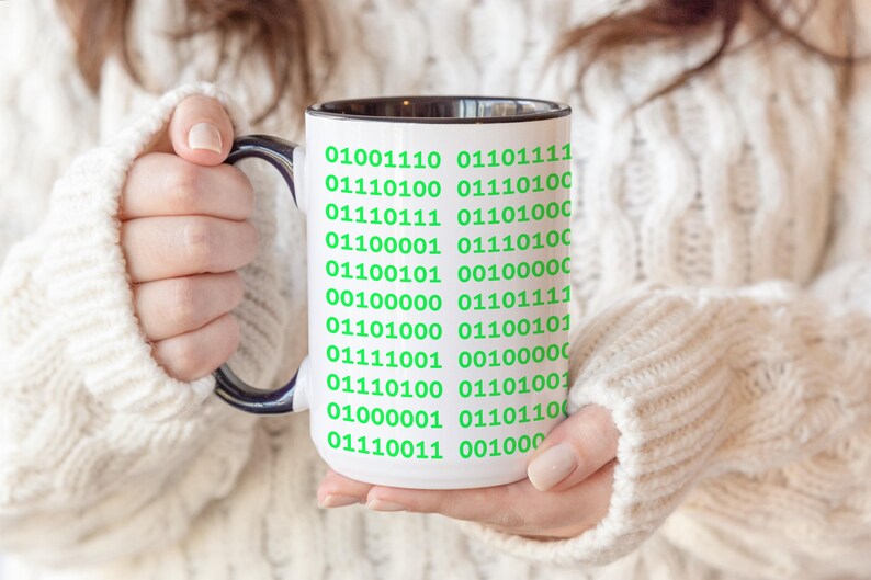 Custom Binary Code Mug, Any text in Binary, Mug for programmer, web developer mug, computer scientist, software mug, programmer gift, Hacker zdjęcie 13