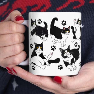 Tuxedo Cat Mug, Cat Mum Gift, Cat Dad Gift, Gift from the Cat, Black and White Cat Gift, Funny Cat Coffee Cup, Gifts for Cat Lovers, Cat Mom