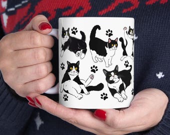 Tuxedo Cat Mug, Cat Mum Gift, Cat Dad Gift, Gift from the Cat, Black and White Cat Gift, Funny Cat Coffee Cup, Gifts for Cat Lovers, Cat Mom