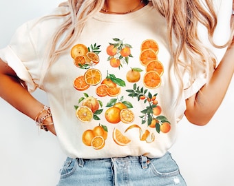 Comfort Colors® Cute Oranges T-shirt, Cottagecore Citrus Shirt, Vintage Oranges Graphic Shirt, Gift For Her, Summer Orange Fruit Shirt