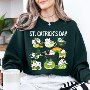St Patricks Day Cats Sweatshirt, Cat with Shamrocks Shirt, Patricks Day Shirt, Funny Irish Cats Shirt, St Patty&#39;s Day, Gift For Cat Lover