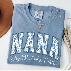 Comfort Colors® Personalized Nana Shirt with Grandkids Names, Mother's Day Shirt, Floral Nana T-Shirt, Mimi Gifts, Grandma Shirt, Mimi Shirt