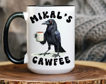 Cawfee Becher, lustige Krähe Becher, entzückende Krähe trinkender Kaffee, wunderliches Geschenk für Vogel und Kaffee-Liebhaber, Krähe Liebhaber Geschenk, Vogel Liebhaber Geschenk