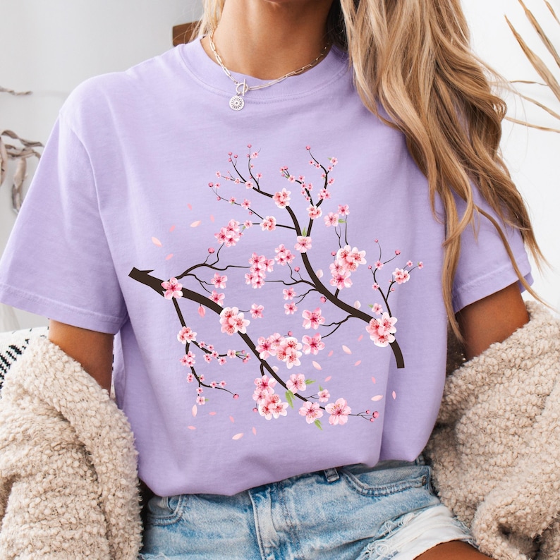 Comfort Colors® Vintage körsbärsblomsskjorta, japanskt körsbär, sakura-skjorta, körsbärsblomsälskare-skjorta, körsbärsblomssäsong, present till henne bild 8