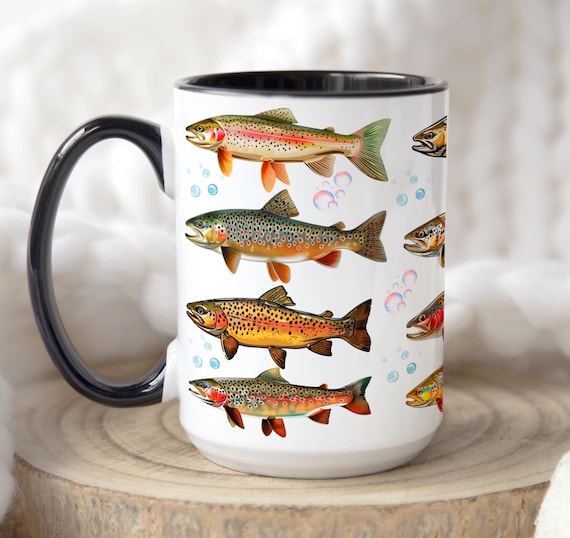 Personalized Trout Mug, Fish Lover Gift, Gift for Dad, Fishing Gift, Exotic Fish Mug, Fishing Coffee Mug, Fisherman Gift, Father’s Day Gift,