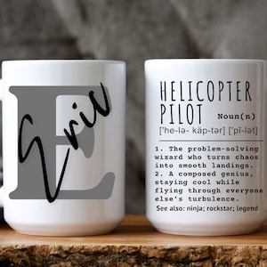 Zabawny spersonalizowany kubek z helikopterem, prezent dla pilota helikoptera dla mężczyzn i kobiet, prezent urodzinowy, prezent z podziękowaniem, spersonalizowany spersonalizowany kubek do kawy z imieniem