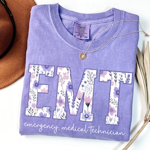 Comfort Colors® EMT Shirt, Blue Toile Emergency Medical Technician Shirt, Paramedic Graduate, EMS Shirt, EMT Gifts, First Responder Shirt