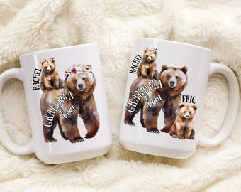 Grandma Bear Mug, Grandmother Bear with Cubs Mug,  Personalized Grandmother Mug, Nana Mug, Granny Bear Mug, Grammy, Nana, Nona, Memaw Mug
