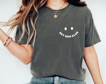 Comfort Color® Boy Moms Club Shirt, Mother&#39;s Day Gift, Cute Mom Tee, Mom GiftBoy Mama Shirt, Pregnancy Announcement Boy, Mom Life Shirt