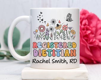 Taza de dietista personalizada, taza de nutricionista, regalo de nutricionista, regalo de graduación, regalos de dietista registrado, regalo de RD, regalo de RDN