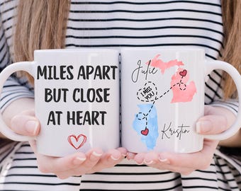 Long Distance Friend Mug,  State To State Gift, Personalized Long Distance Friend, Gift for Best Friends,  Birthday Gifts, Bestie Friendship