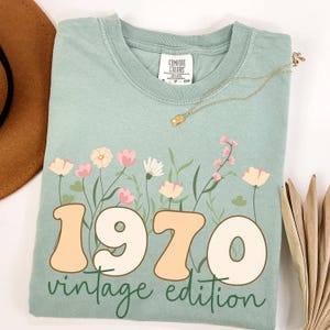 Comfort Colors® 55th Birthday Shirt, Vintage 1970 Shirt, 55th Birthday Gift For Women,  55th Birthday Friend, 55 Retro Floral Birthday Shirt