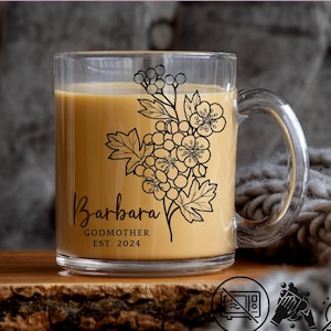 Caneca de madrinha com flor de nascimento, presente para madrinha, presente de flor de nascimento, caneca para madrinha, pedido de casamento para madrinha, presentes para madrinha, presente de batismo, caneca para madrinha