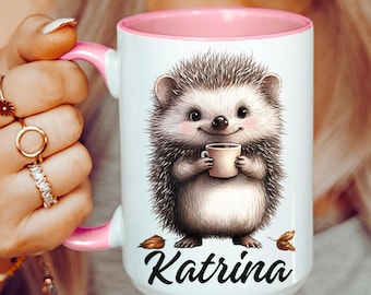 Personalized Hedgehog Mug, Custom Name Hedgehog Coffee Mug, Name Mug, Hedgehog Cup, Hedgehog Gift, Custom Coffee Cup, Name Gift,Gift for Him