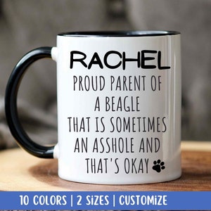 Personalized Funny Beagle Mug with Name, Beagle Gift, Custom Beagle Coffee Mug, Beagle Mom Dad, Beagle Lover Gift Ideas, Cartoon Beagle Mug
