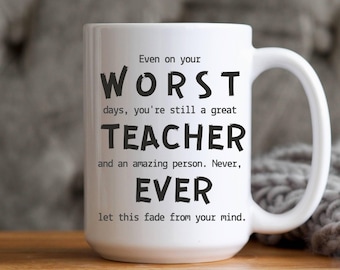 Funny Teacher Mug, Teacher Gifts, Worst Teacher Ever Cup, Teacher Birthday Present, Best Teacher Ever, World Class Teacher