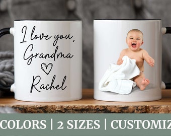 First Time Grandma Photo Mug, Custom Photo Grandma Mug, New Grandma Gift From Baby, Mother's Day Gift for Mother-in-Law, I Love You Grandma