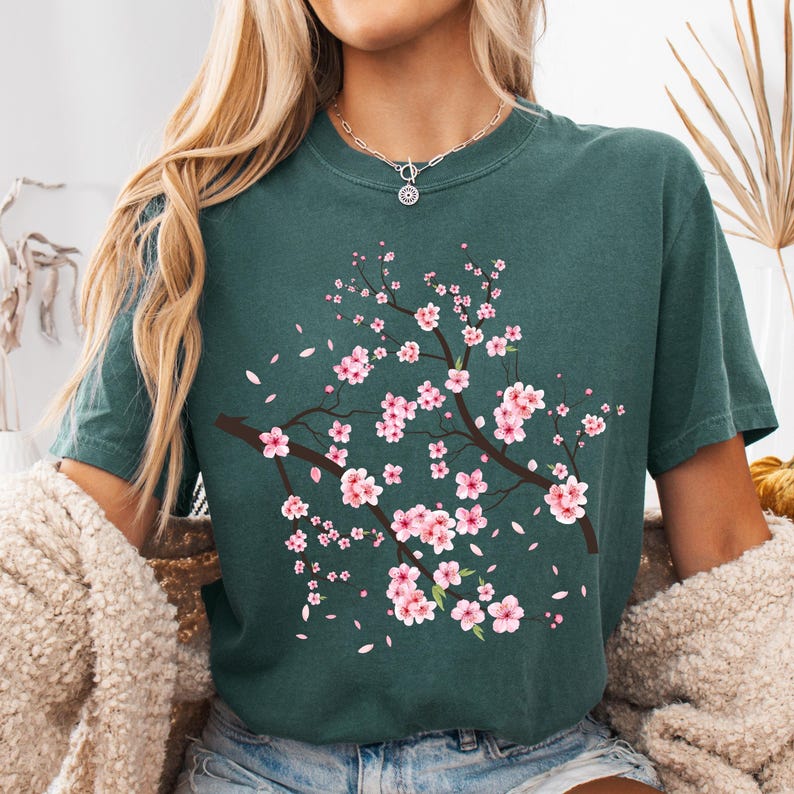 Comfort Colors® Vintage körsbärsblomsskjorta, japanskt körsbär, sakura-skjorta, körsbärsblomsälskare-skjorta, körsbärsblomssäsong, present till henne bild 10