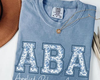 Comfort Colors® ABA Shirt, Blue Toile ABA Shirt, Applied Behavior Analysis shirt, Autism Awareness shirt ABA Therapist Gift, aba Team Shirt