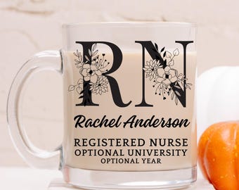 Personalized Nurse Mug, Registered Nurse Mug, Nurse Cup, RN Gift, Nurse Gifts, Glass Nurse Mug, Nurse Graduation Gift, Nurse Appreciation